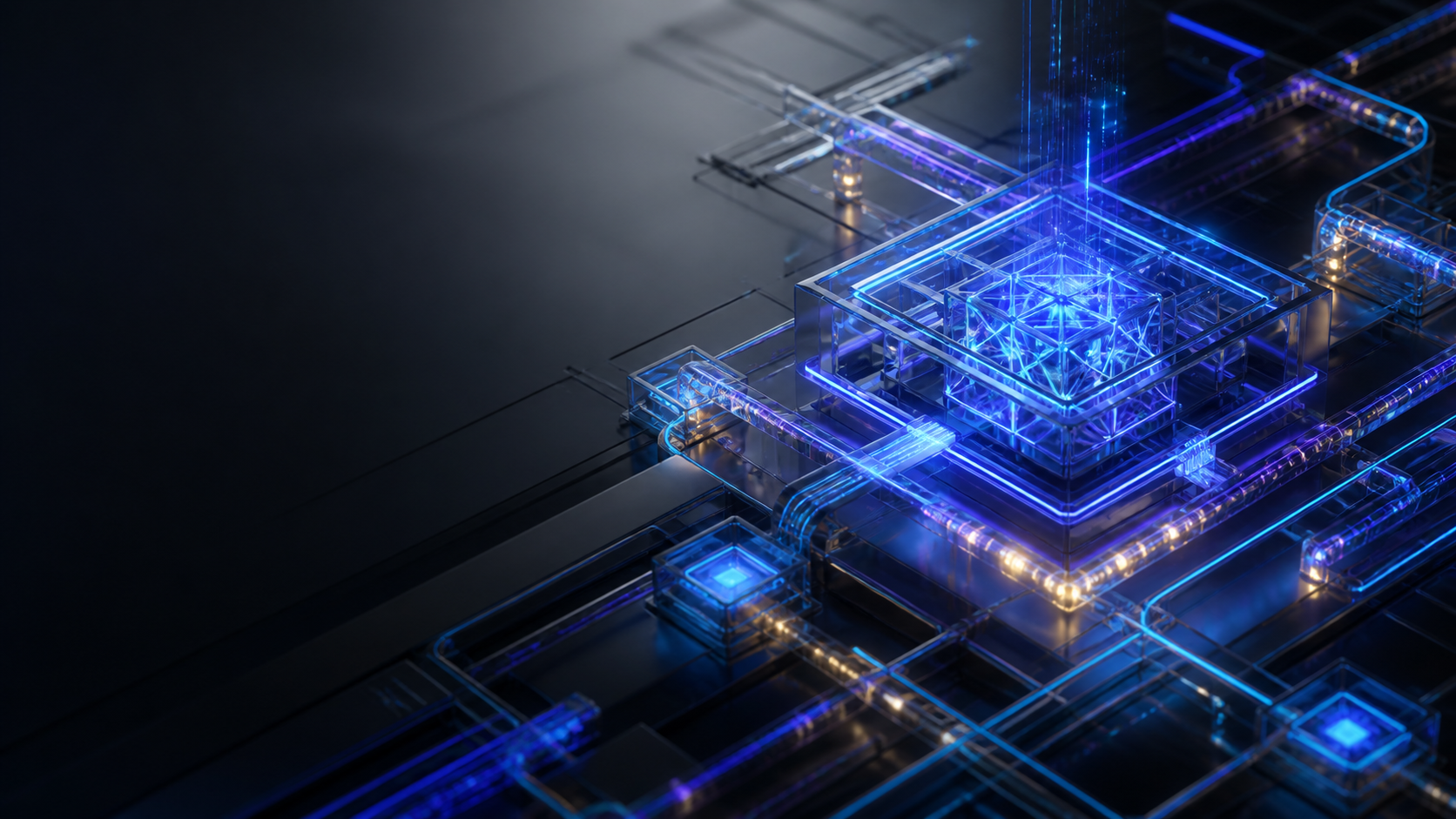 Abstract enterprise intelligence control plane with luminous agent paths